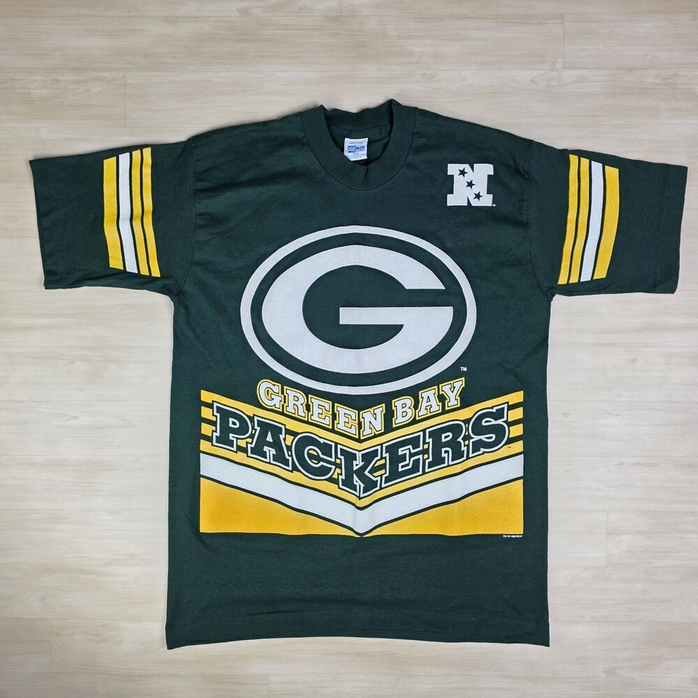 Vintage‎ 1996 Salem Sportswear Green Bay Packers AOP Shirt Deadstock Size Large